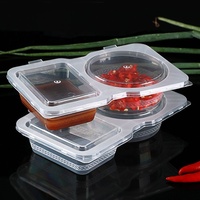 MOQ 25 Pièces – Gobelet à Sauce en Plastique 2 Compartiments, Récipient d'Assaisonnement, Boîte à Trempette pour Sauces Chili à Emporter, Étanche avec Couvercle Articulé
