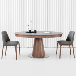 Italian Minimalist Extendable Oval Dining <b>Table</b> With Telescopic Design For Small Apartments And Home Use - Product Image 2