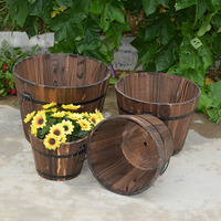 Seau/Vase/Boîte à fleurs léger en bois carbonisé anticorrosion 12L pour jardin domestique, balcon, plantes vertes, légumes