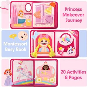 Cadeau de Noël, jouets Montessori, livre d'activités sensorielles pour filles, princesse rose, pour les tout-petits - Product Image 5