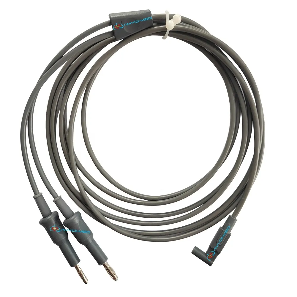 Kabel bedah elektrik 4.0mm, steker pisang menangani kawat penghubung untuk instrumen bedah dapat digunakan kembali kabel Bipolar