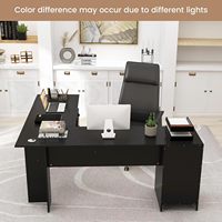 Bureau d'ordinateur d'angle en forme de L avec tiroirs et étagère de rangement, bureau à domicile, calcul robuste et peu encombrant