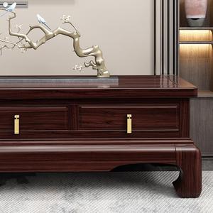 Mueble de TV y mesa de centro de madera maciza de ébano, estilo chino moderno, conjunto de almacenamiento para sala de estar. - Product Image 2