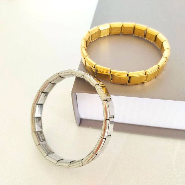 Italian Charm Bracelet Italian Modular Bracelet Block Elastic Splice Stainless Steel Bracelet for Men and Women