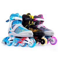 Patins à roulettes 3D à tricotage volanté, réglables, 4 roues, avec frein lumineux inclus, pour l'extérieur, à prix abordable – Vente Flash