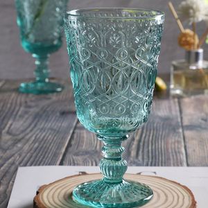 Verre à vin rouge vintage en verre gaufré, style européen, avec pied, pour vin de fruits coloré, idéal pour anniversaires et usage domestique - Product Image 2