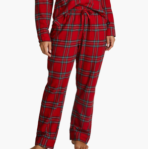 Conjunto de Pijamas de Algodón para Hombre y Mujer, Estilo Informal, a Cuadros Rojos, Holgado, Talla Grande, Mangas Largas, Ropa de Dormir para Parejas - Product Image 4