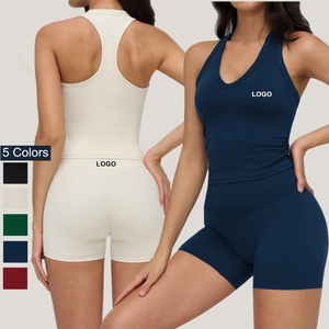 Conjunto Deportivo de 2 Piezas para Mujer, Ropa Deportiva para Gimnasio, Cintura Alta, Levanta Glúteos, <span class=keywords><strong>Shorts</strong></span> de Yoga, Top Deportivo, Conjunto de Brasier, Rojo, Verde, Azul Marino, Crema - Product Image 1