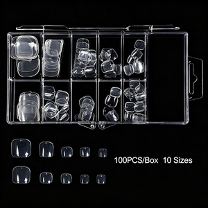 100 pièces/boîte – Faux ongles d'orteil à tête plate et arrondie, couvrance totale, en gel souple, durables, en ABS, pour salon de pédicure - Product Image 1