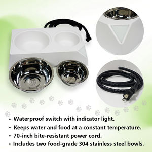 बिल्लियों और कुत्तों के लिए स्टेनलेस स्टील लाइनर के साथ डीलक्स डबल-होल स्थिर तापमान पालतू भोजन कटोरा - Product Image 2