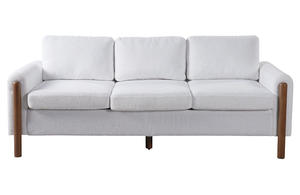 3-Seater Modern Corner <b>Sofa</b> Square Armrest Solid Wood Legs Memory <b>Foam</b> Teddy Velvet Fabric High Weight Capacity - Product Image 5