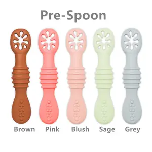 Hot Selling Food Grade Silicone Baby Spoon Set Non Toxic Easy Clean Silicone Spoons For Toddler