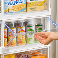 Lot de 3 bacs de rangement empilables transparents de qualité alimentaire avec couvercles, conteneurs en plastique pliables, boîtes pliables, capacité 40-50L, design moderne