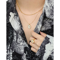 Collar Geométrico de Plata de Ley S925 con Diseño de Tulipán Ovalado para Niñas
