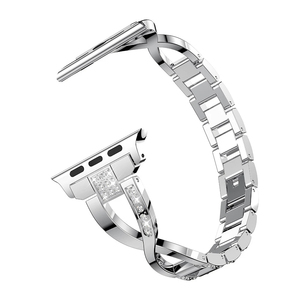 สายนาฬิกาข้อมือ Upro Sparkling Crystal X Chain สำหรับ Apple Watch 10 9 8 7 6 5 4 SE สายโลหะบิดเกลียวหรูหราสำหรับสุภาพสตรี - Product Image 6