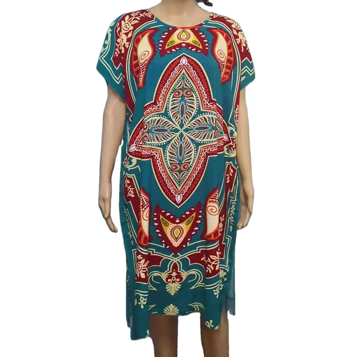 New Style Fashion Temperament Lässig Mittellanges afrikanisches Kitenge Printing Loose Dress