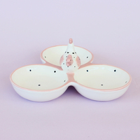 BONWILL bol en céramique 3 sections, poulet rose coq plateau de service amuse-gueule bol triple bol 3 compartiments plat latéral