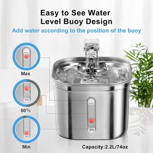 Stainless Steel Pet Water <b>Fountain</b> Automatic Circulating Cat Dog Drinking <b>Fountain</b> 690g Electric Detachable - Product Image 5