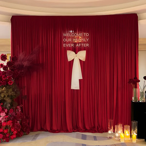 Tissu de décoration en soie de lait extensible à fond rouge <span class=keywords><strong>pour</strong></span> rideaux de mariage, de fiançailles, d'<span class=keywords><strong>anniversaire</strong></span> et de <span class=keywords><strong>salle</strong></span> de réception - Product Image 1