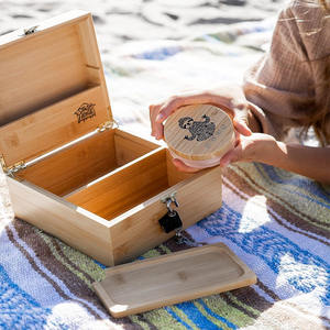 Juego de caja de alijo de bambú portátil con tarro de vidrio y <span class=keywords><strong>candado</strong></span> Perfecto para yoguis y amantes de la meditación - Product Image 4