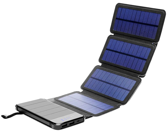 Outdoor Solar Power Bank 2 in 1 Detachable 8000mah 10000mAh Portable Flexible Solar Panel Foldable Waterproof Solar Charger