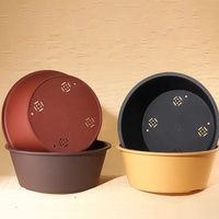 Dia.22cm H.9.8cm plastique classique rond bonsaï pot succulent planteur en plastique cactus pot avec bord
