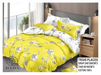 Draps de lit 2 places ensemble de literie queen size drap plat draps de lit en coton 4 pièces ensemble pour lit queen size
