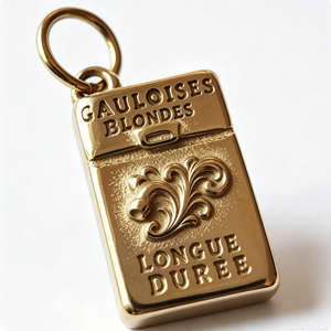 Gauloises Blondes Etiqueta Rectangular Chapada en Oro con Grabado de Larga Duración y Encanto Antiguo - Product Image 1