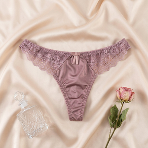 Braguitas de Encaje Satinado Elegantes para Mujer, con Lazo Decorativo, Cintura Baja, Lencería de Lujo, Transpirable, Sexy, OEM ODM - Product Image 3