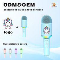 Microphone Karaoké Portable Sans Fil Bluetooth avec Haut-Parleur, Lumière RGB, Batterie Remplaçable OEM Personnalisée et Son de Qualité pour Fêtes