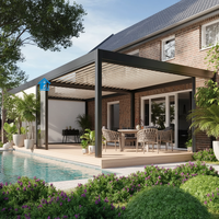 Pergola murale en aluminium Sweet Home, toit rétractable motorisé à lames orientables, auvent de jardin écologique et durable