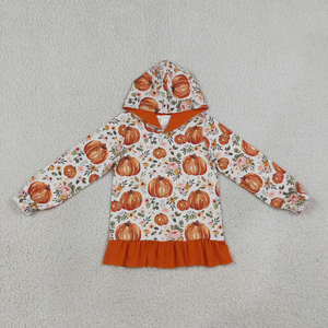 เสื้อโค้ทเด็กผู้หญิงแขนยาวลายดอกไม้ฟักทองมีซิปสำหรับเด็กเล็ก - Product Image 5
