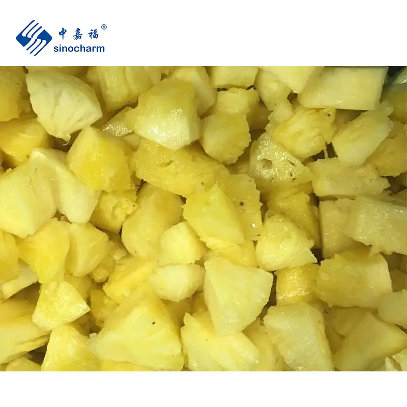 Sinocharm dondurulmuş meyve fabrikası tatlı 20mm dondurulmuş kesim ananas toptancı fiyat 10kg toplu IQF ananas Chunkfrom çin