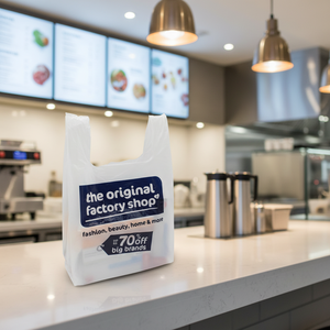 Sacs en plastique HDPE pour T-shirts, sacs de courses, sacs de vente au détail, sacs de restaurant, sacs jetables pour supermarchés et services alimentaires - Product Image 1