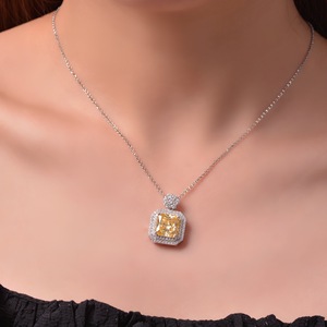 สร้อยคอเงิน S925ใหม่จี้สีเหลือง10*10 40 + 5ซม. เครื่องประดับ5A เพทายสำหรับสุภาพสตรีขายตรงจากโรงงาน - Product Image 4