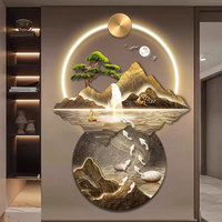 Peinture Murale en Acrylique et Cristal Gravée au Laser, Décoration LED Moderne pour Salon, Paysage Suspendu, Vente en Gros Usine