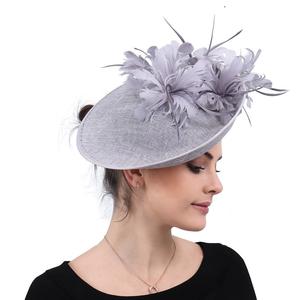 Chapeau haut de forme de mode de fête haut de gamme, chapeau noble en plumes pour femmes, pinces à cheveux, accessoires de tête, fascinateurs élégants pour femmes pour les mariages et les fêtes - Product Image 2