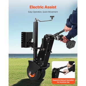 <span class=keywords><strong>Roue</strong></span> de <span class=keywords><strong>jockey</strong></span> électrique 500 lb 13-23,2 po pour remorque, <span class=keywords><strong>double</strong></span> roues 9 po en caoutchouc gonflable, actionnée par clé manuelle ou électrique - Product Image 5