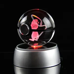 Nouvelles figurines Pokémon 3D en cristal au design le plus récent, gravées, avec chapeau de Noël, boule, lumière de nuit LED pour chambre d'enfant - Product Image 1