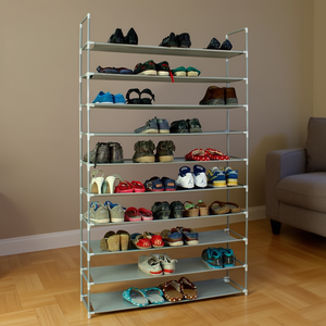 Zapatero de 10 niveles de tela no tejida, gris acero, mueble independiente para almacenamiento de zapatos en la sala de estar - Product Image 2