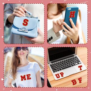 Quần Jean vá một cách nhanh chóng sản xuất mẫu tự dính Chenille Thư Các Bản vá lỗi Màu Đỏ sắt trên các bản vá lỗi cho mũ - Product Image 6