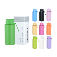 Gourde à vide personnalisée de 20oz 34oz 68oz en acier inoxydable de 2 litres bouteille d'eau intérieure en céramique isolée à double paroi réutilisable avec paille