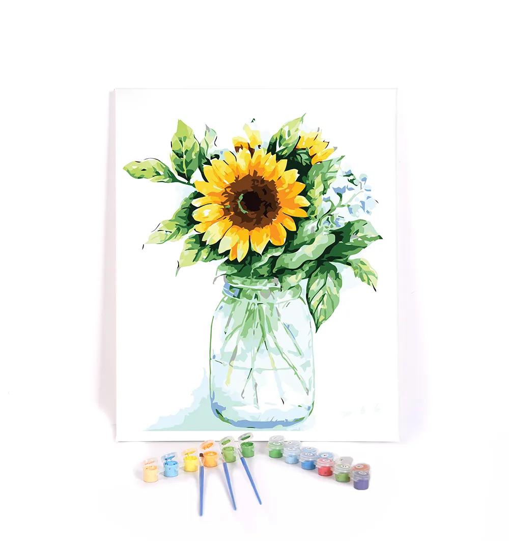Venta al por mayor de alta calidad decoración de la habitación jarrones cuadros DIY pintura regalo y flores dibujo para colorear por números