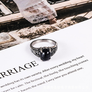 Retro Floral Stainless Steel Gemstone <b>Ring</b> SA664 Wedding <b>Couple</b> Unisex Jewelry - Product Image 3