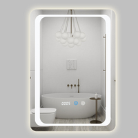 Miroir de salle de bain personnalisé avec affichage de l'heure, anti-buée, étanche, intelligent, LED tactile, réglable