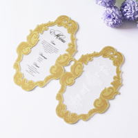 Cartes de mariage en acrylique givré, 5x7 pouces, livraison gratuite, élégante, avec texte arrière imprimé UV et cadre miroir en or