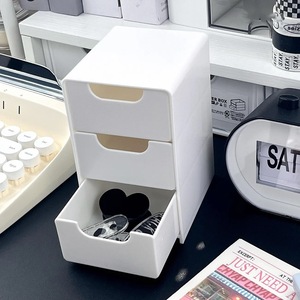 <b>Desktop</b> Mini Storage Box White Three Layer Drawer <b>Organizer</b> <b>For</b> Jewelry Cosmetics Office Desk Organization - Product Image 1