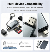 USB 3.0 Card Reader High-Speed TF SD Multi Card Reader Mini Type-C Computer Accessory Phone OTG Card Reader