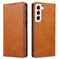 Étui en cuir rétro fait main pour téléphone portable S24 S25 S26 5G avec fente pour cartes, béquille, aimant et protection antichoc