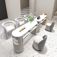 Ensemble table et chaise de manucure personnalisable en marbre, style luxe léger, résistant aux taches, haut de gamme, écologique